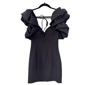 Zara, NEW women’s black short dress, Size Medium, voluminous sleeves